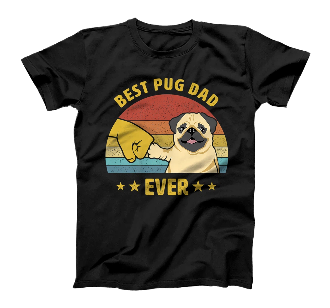 Personalized Mens Cute Best Pug Dad Ever Proud Vintage Puppy Lover Pug Retro Premium T-Shirt