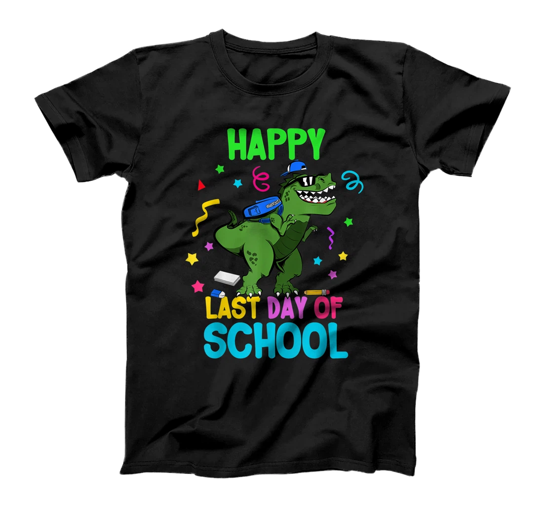 Happy Last Day of School T-rex Dino Funny Student or Teacher T-Shirt, Kid T-Shirt and Women T-Shirt