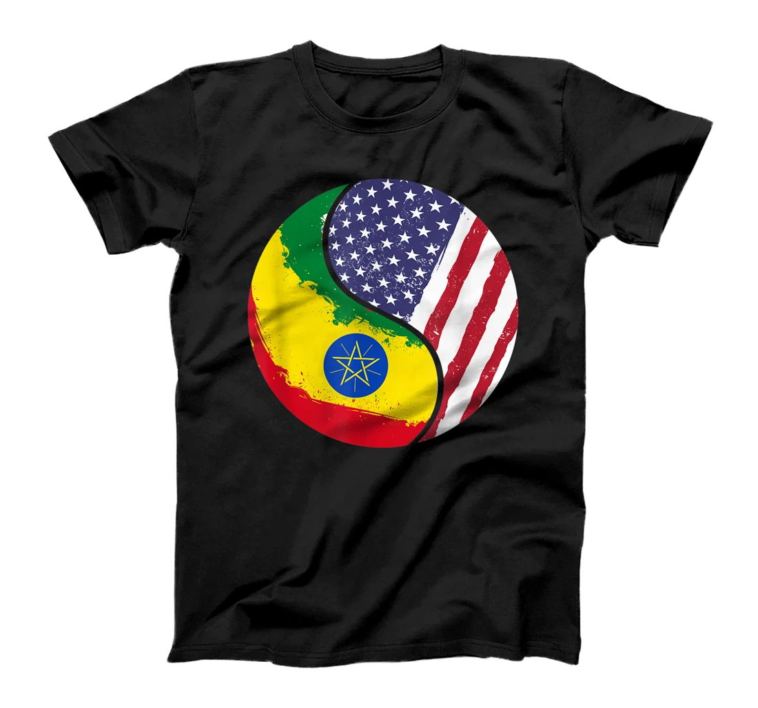 United States Yin And Yang - US Flag Ethiopida T-Shirt, Women T-Shirt