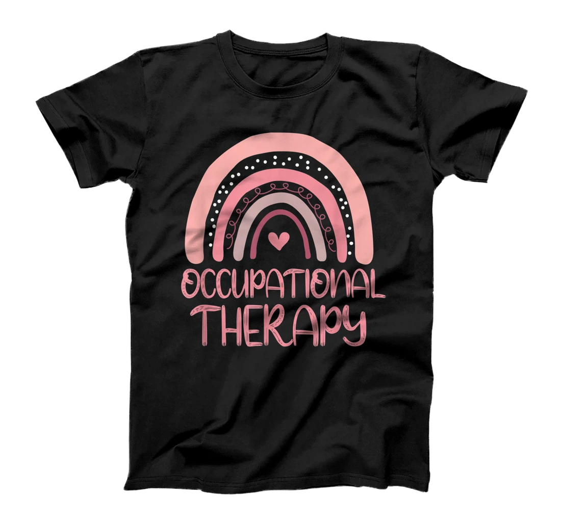 Personalized Boho Occupational Therapy Shirt, Cute Pink OT Rainbow T-Shirt, Women T-Shirt