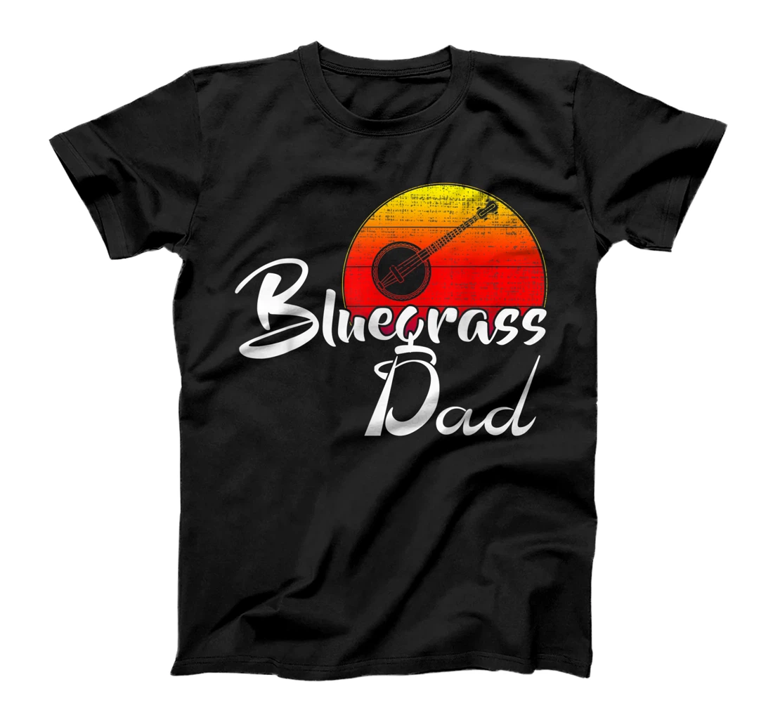 Personalized Vintage Bluegrass Dad Retro Sunset Funny Music Gift T-Shirt, Kid T-Shirt and Women T-Shirt