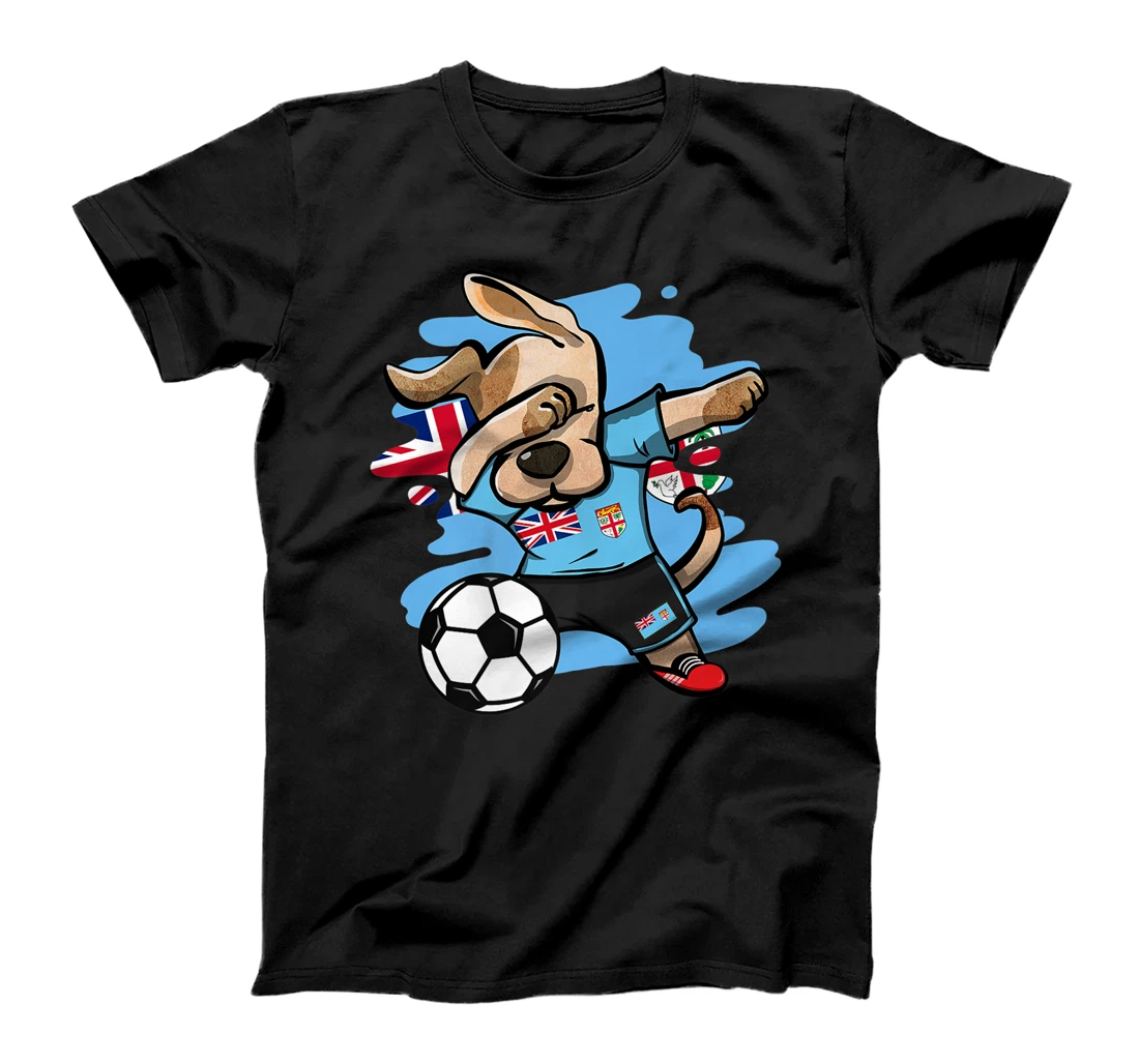 Personalized Dabbing Dog Fiji Soccer Fans Jersey Fijian Flag Football Art Premium T-Shirt, Kid T-Shirt and Women T-Shirt