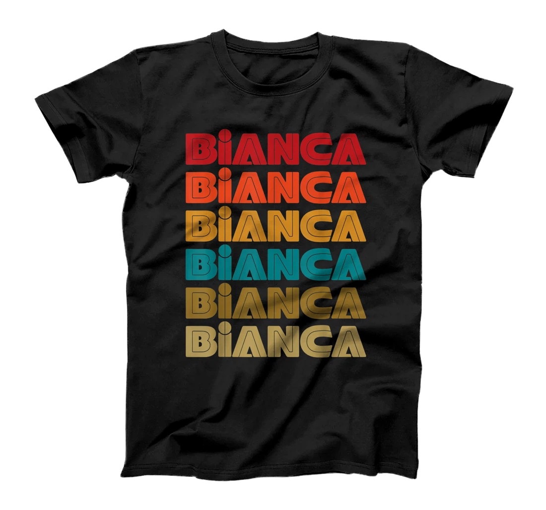 Personalized Bianca Name, Retro Given Name Colorful Inline Font T-Shirt, Kid T-Shirt and Women T-Shirt