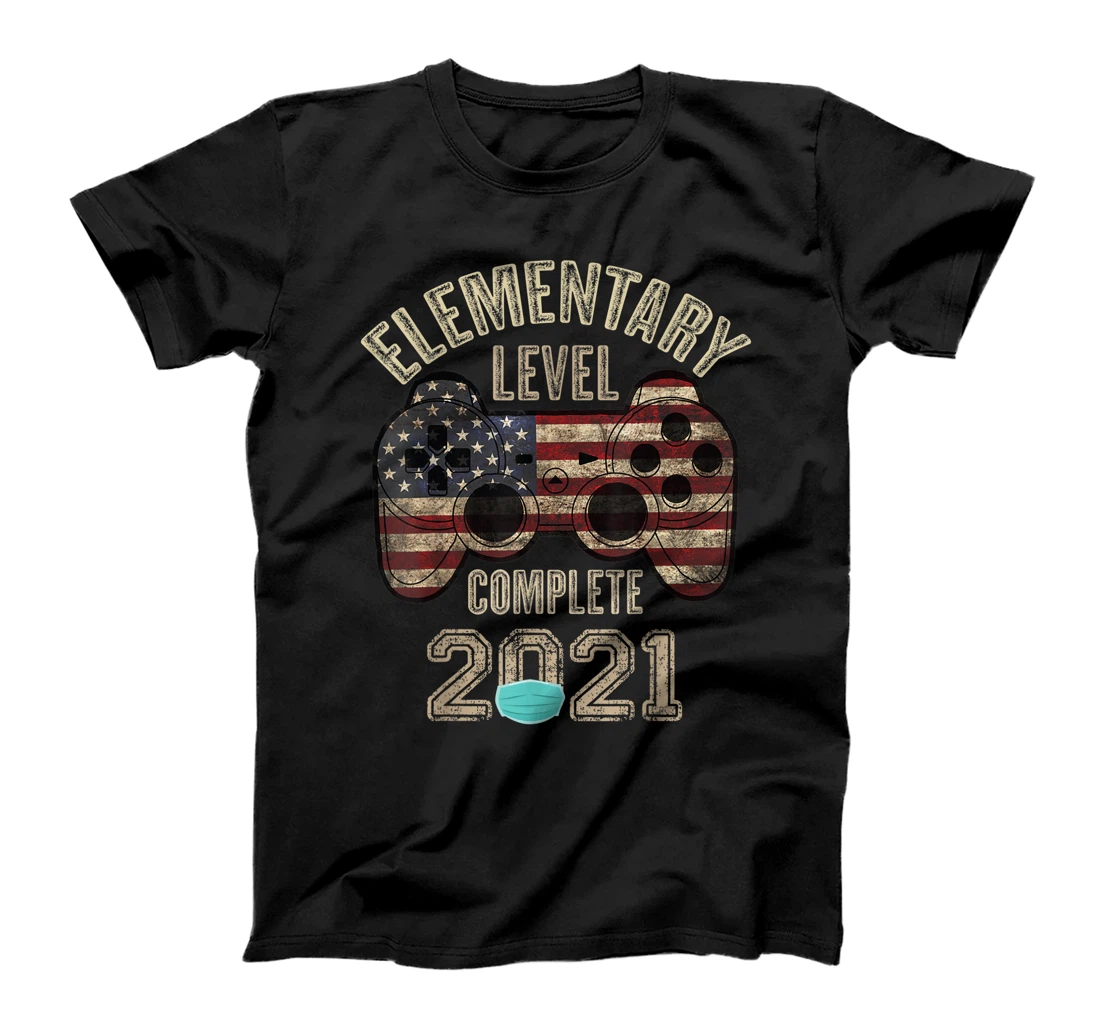 Face Mask Elementary Level Complete usa flag 2021 Graduation T-Shirt, Kid T-Shirt and Women T-Shirt