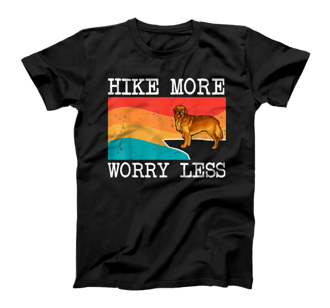 Hike More Worry Less Golden Retriever Graphic Hiking T-Shirt, Kid T-Shirt and Women T-Shirt