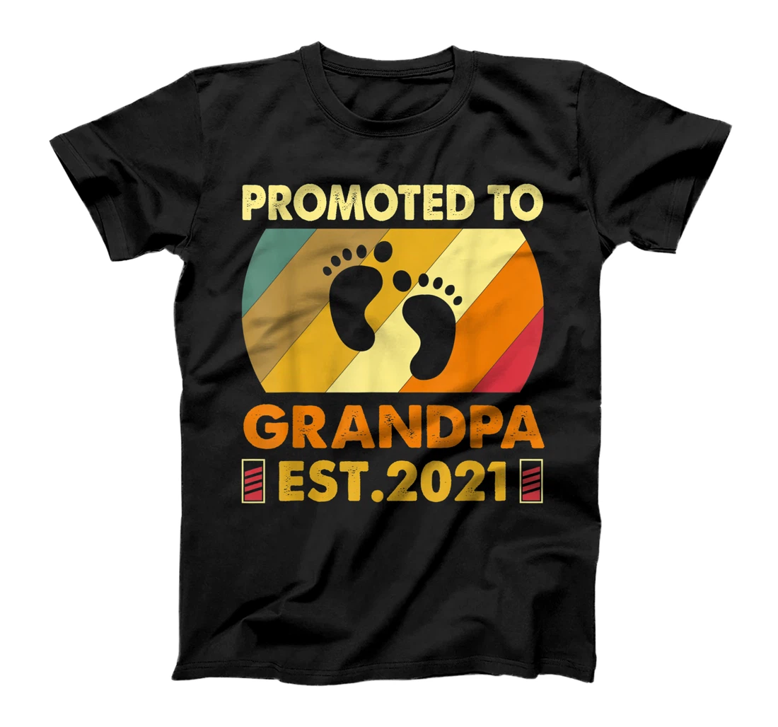 Personalized Mens Promoted To Grandpa Est. 2021 Funny Baby Reveal Granddad T-Shirt