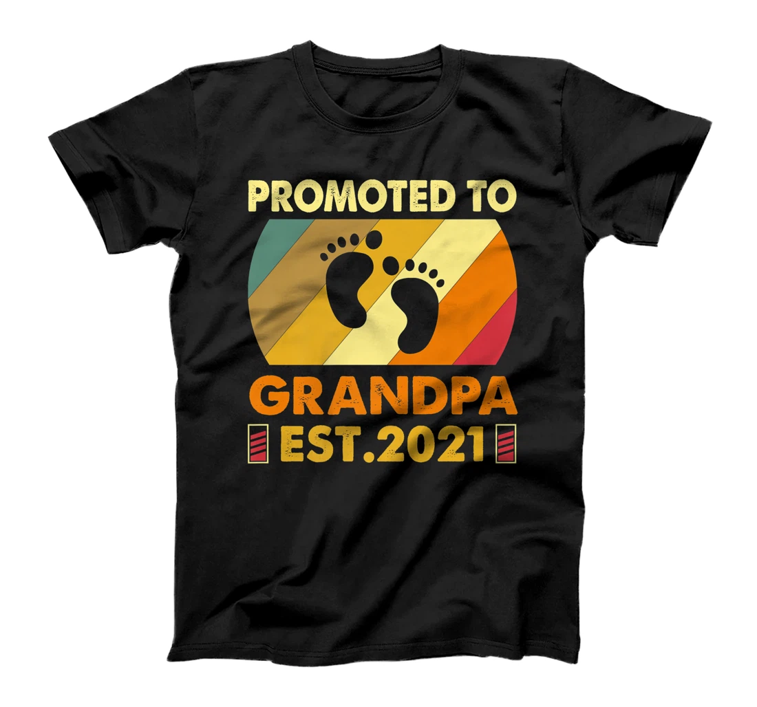 Personalized Mens Promoted To Grandpa Est. 2021 Funny Baby Reveal Granddad Premium T-Shirt