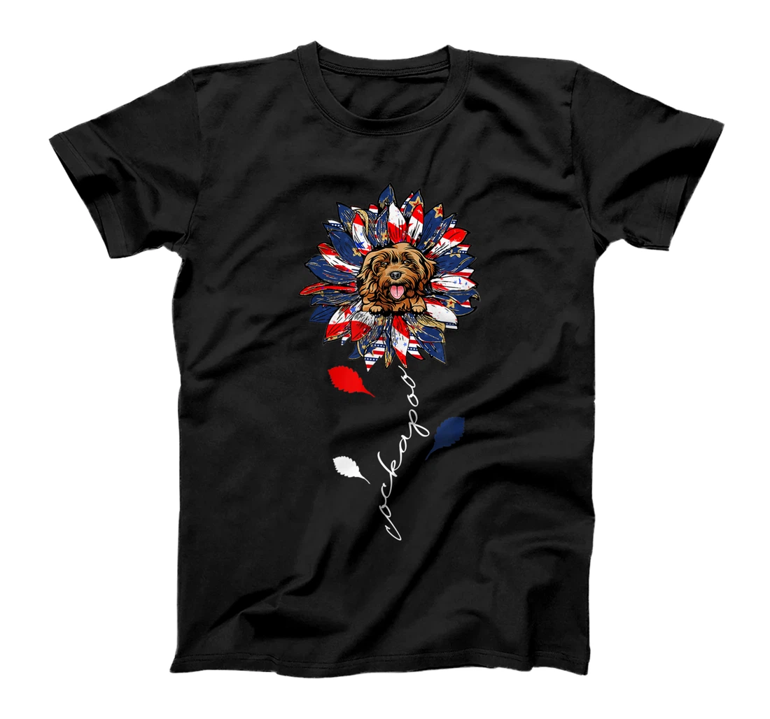 Funny Cockapoo Sunflower American Flag 4Th Of July T-Shirt, Kid T-Shirt and Women T-Shirt