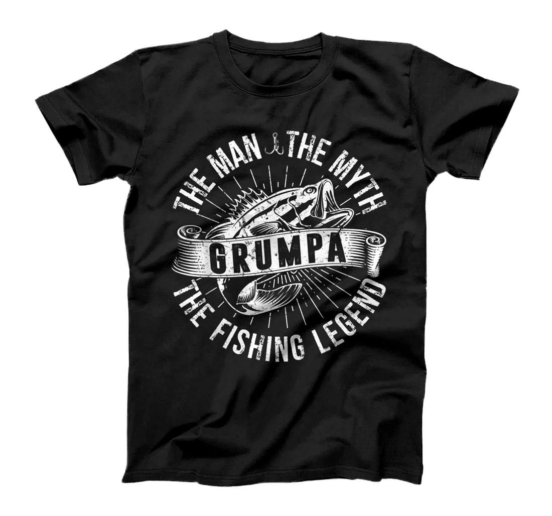 Mens Vintage Fishing Reel Cool Grumpa Funny Fishing Legend T-Shirt