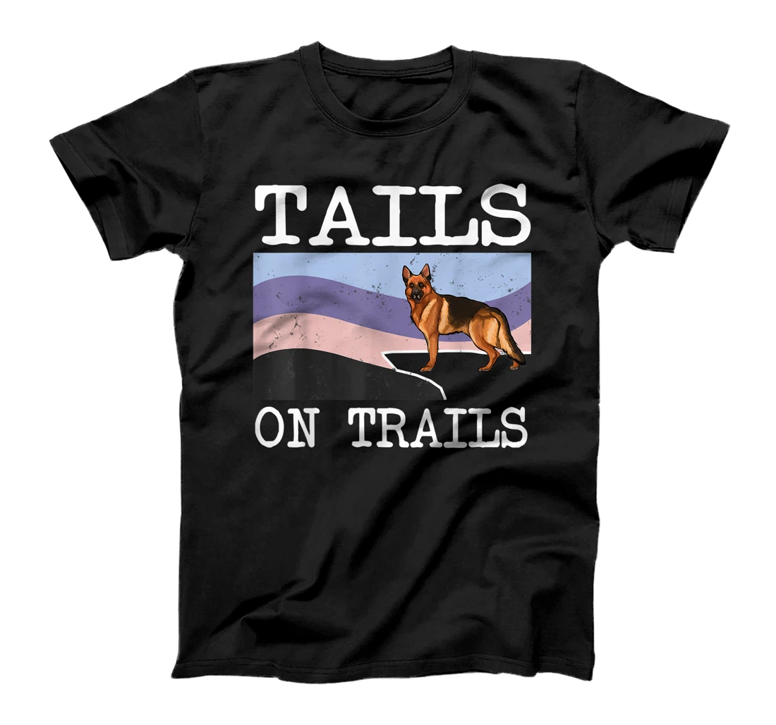 Personalized German Shepherd Tails On Trails Funny Dog Hiking T-Shirt, Kid T-Shirt and Women T-Shirt