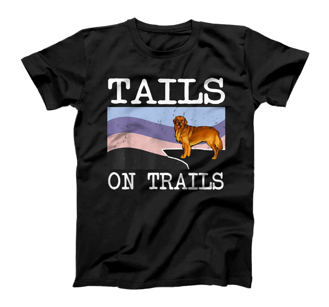 Personalized Golden Retriever Tails On Trails Funny Dog Hiking T-Shirt, Kid T-Shirt and Women T-Shirt