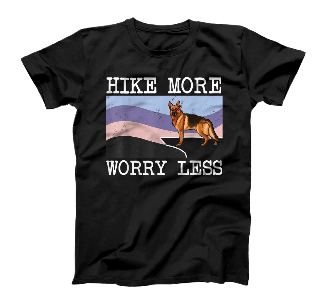 Personalized German Shepherd Hike More Worry Less Graphic Hiking T-Shirt, Kid T-Shirt and Women T-Shirt