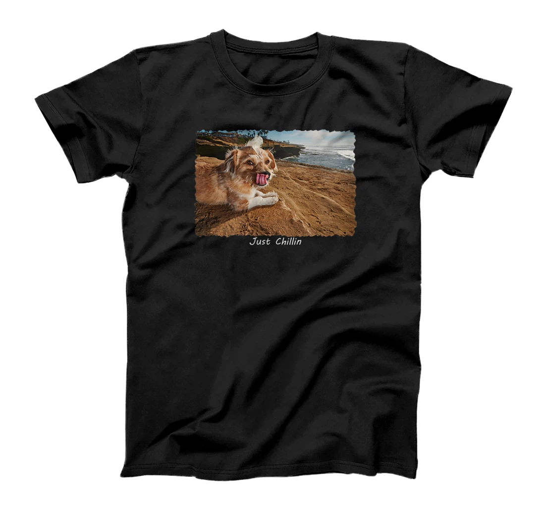 Cool Funny Dog with a Mohawk Chilling by the Ocean T-Shirt, Kid T-Shirt and Women T-Shirt