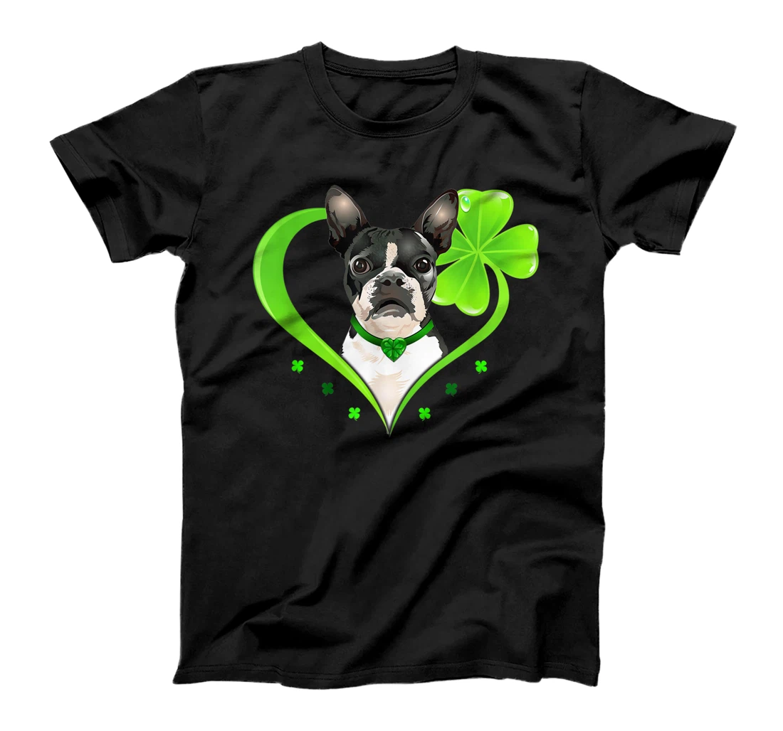 Boston Dog In Shamrock Heart St Patricks Day Gift Dogs Lover T-Shirt, Kid T-Shirt and Women T-Shirt