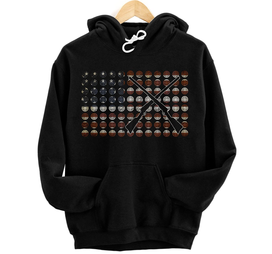 Trap Shooting American Flag Shotgun Shells | Hunting Gift Pullover Hoodie