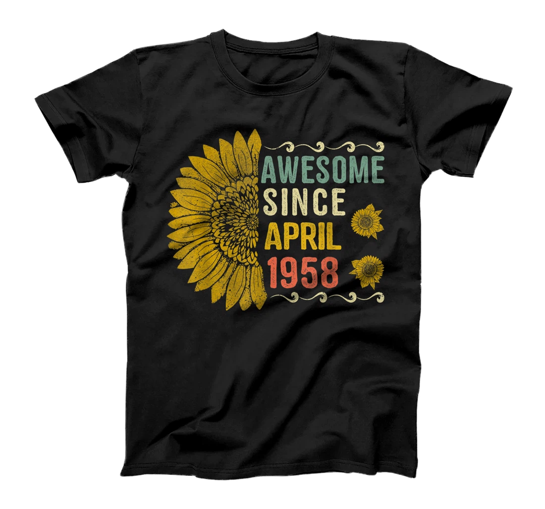 Awesome April 1958 Flower Shirt 63 Years Old 63rd Bday T-Shirt, Women T-Shirt