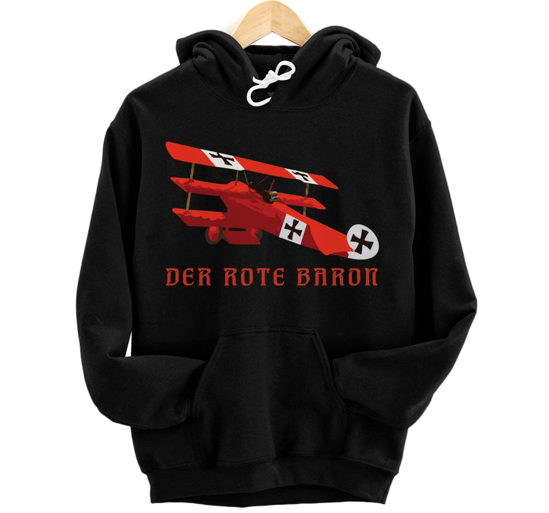 Personalized Red Baron Fokker DR1 Triplane WWI Fighter Plane Pullover Hoodie