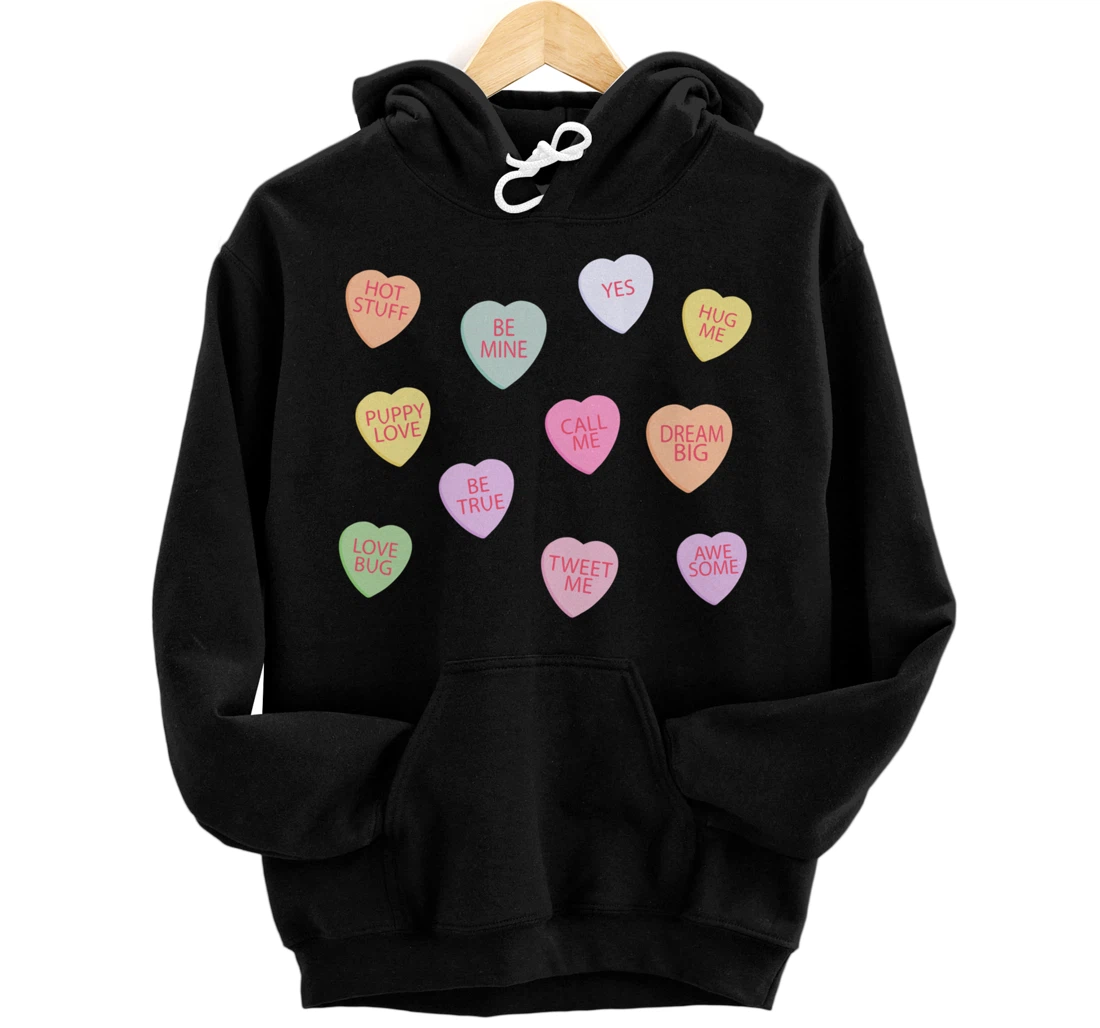 Personalized Happy Valentines Conversation Hearts Pullover Hoodie