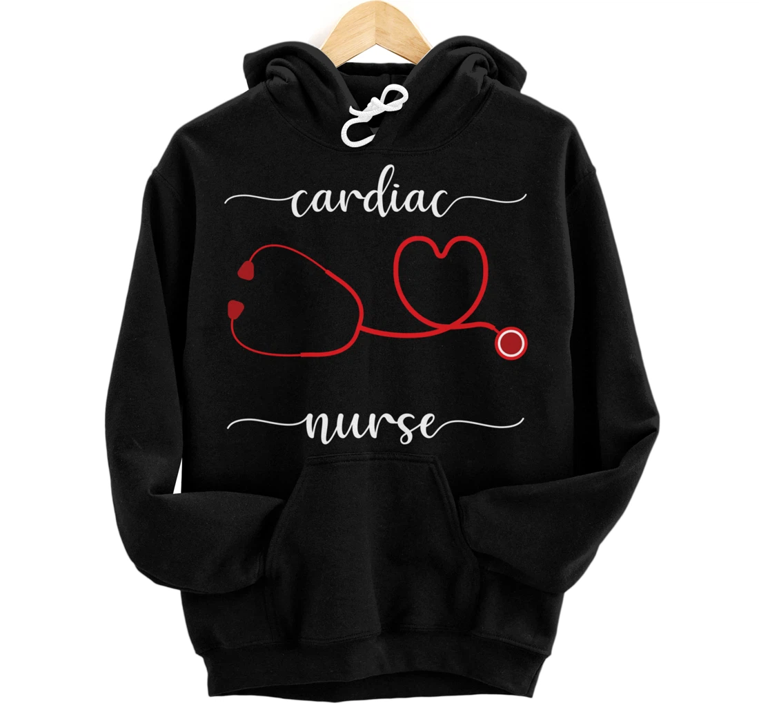 Personalized Cardiac Nurse Valentines Day Stethoscope Heartbeat Gift Pullover Hoodie