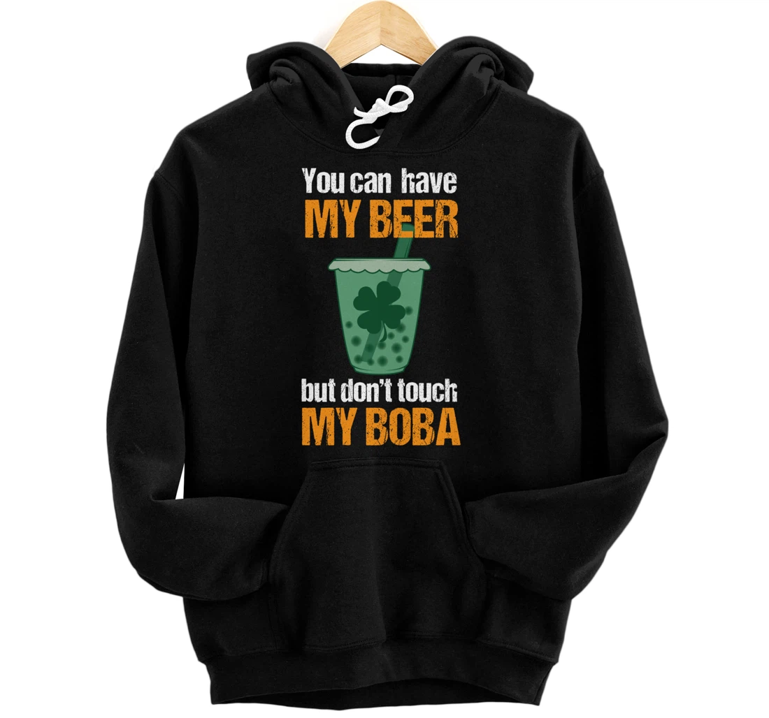 Funny Boba Tea St. Patrick's Day Bubble Milk Tea Beer Lover Pullover Hoodie