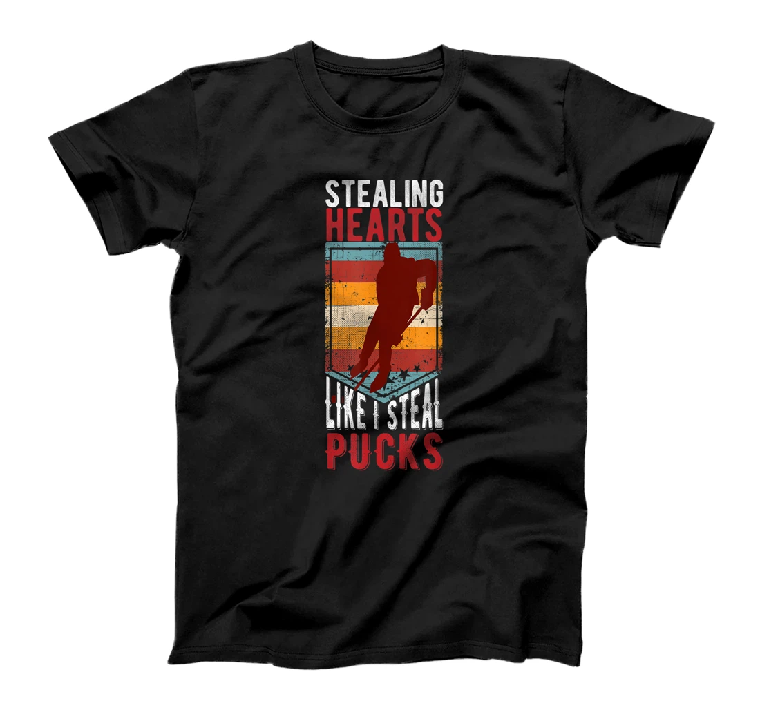 Stealing Hearts Like I Steal Pucks - Valentines Day Hockey T-Shirt, Kid T-Shirt and Women T-Shirt