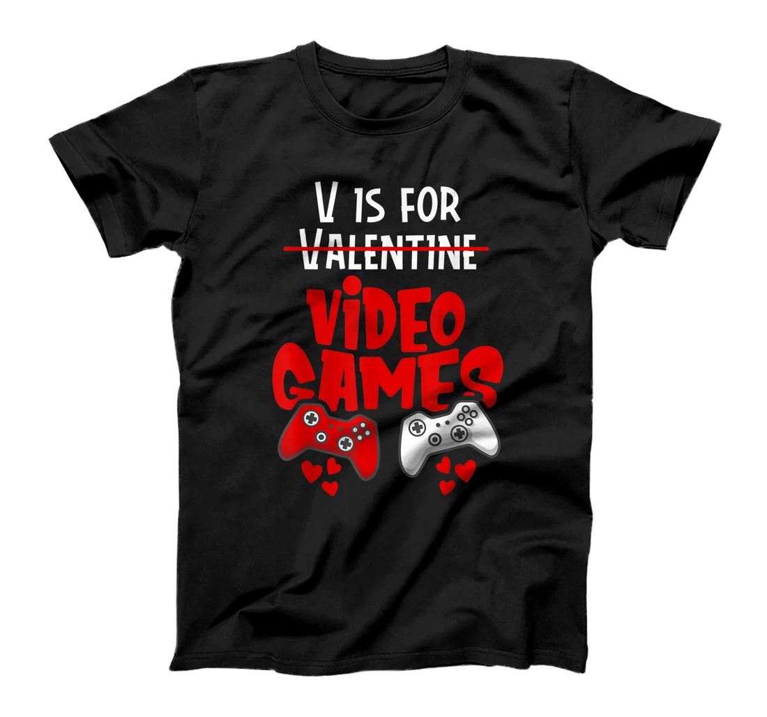Personalized Mens V Is For Video Games Funny Valentines Gamer Men Gift for Him T-Shirt
