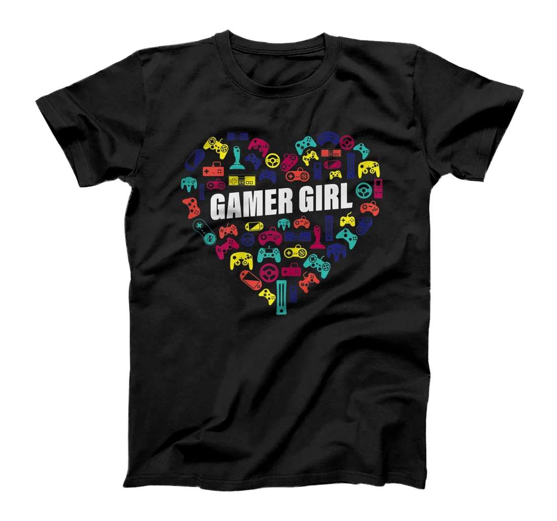 Gamer Girl Heart Video Game Lover Gift Valentines Day Gaming T-Shirt, Kid T-Shirt and Women T-Shirt