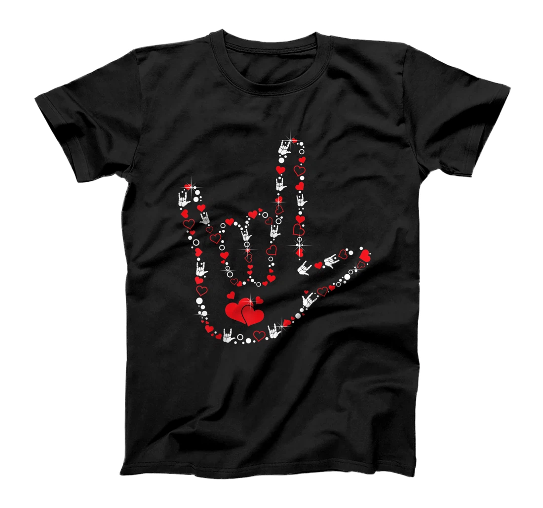 Love Sign Language Heart ASL Deaf Gift Valentine's Day T-Shirt, Kid T-Shirt and Women T-Shirt