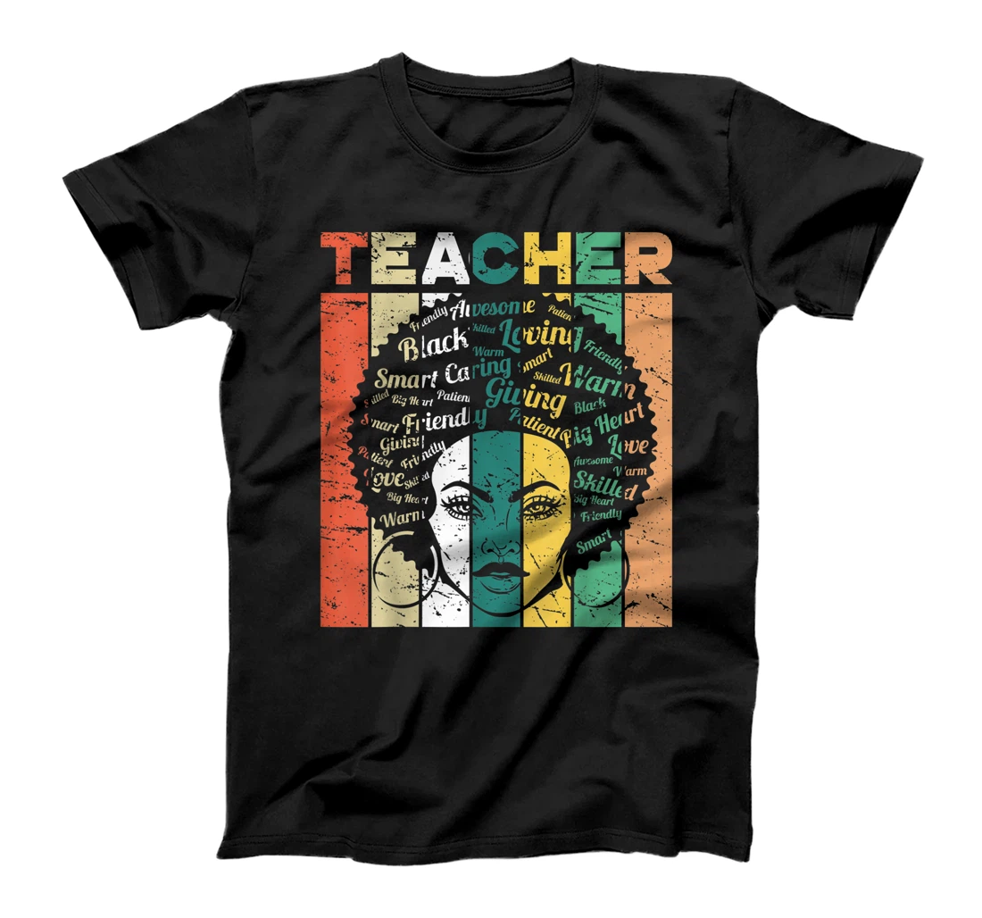 Personalized Mens Black Woman Teacher Afro Retro Black History Month Gift T-Shirt