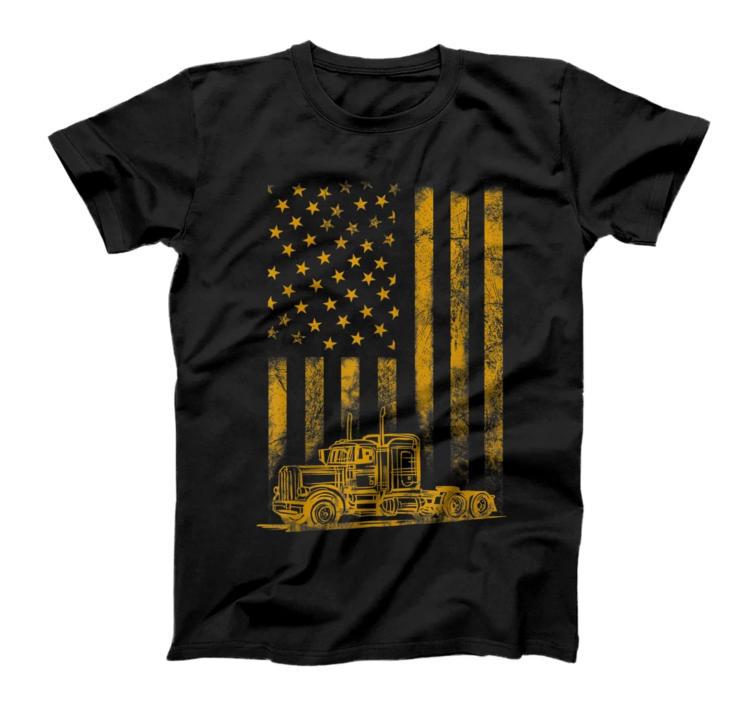 Personalized Truck Driver American Flag Trucker Vintage Men Women Gift T-Shirt, Kid T-Shirt and Women T-Shirt
