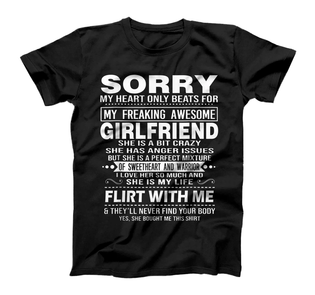 Personalized Sorry My Heart Only Beats for My Freaking Awesome Girlfriend T-Shirt, Women T-Shirt