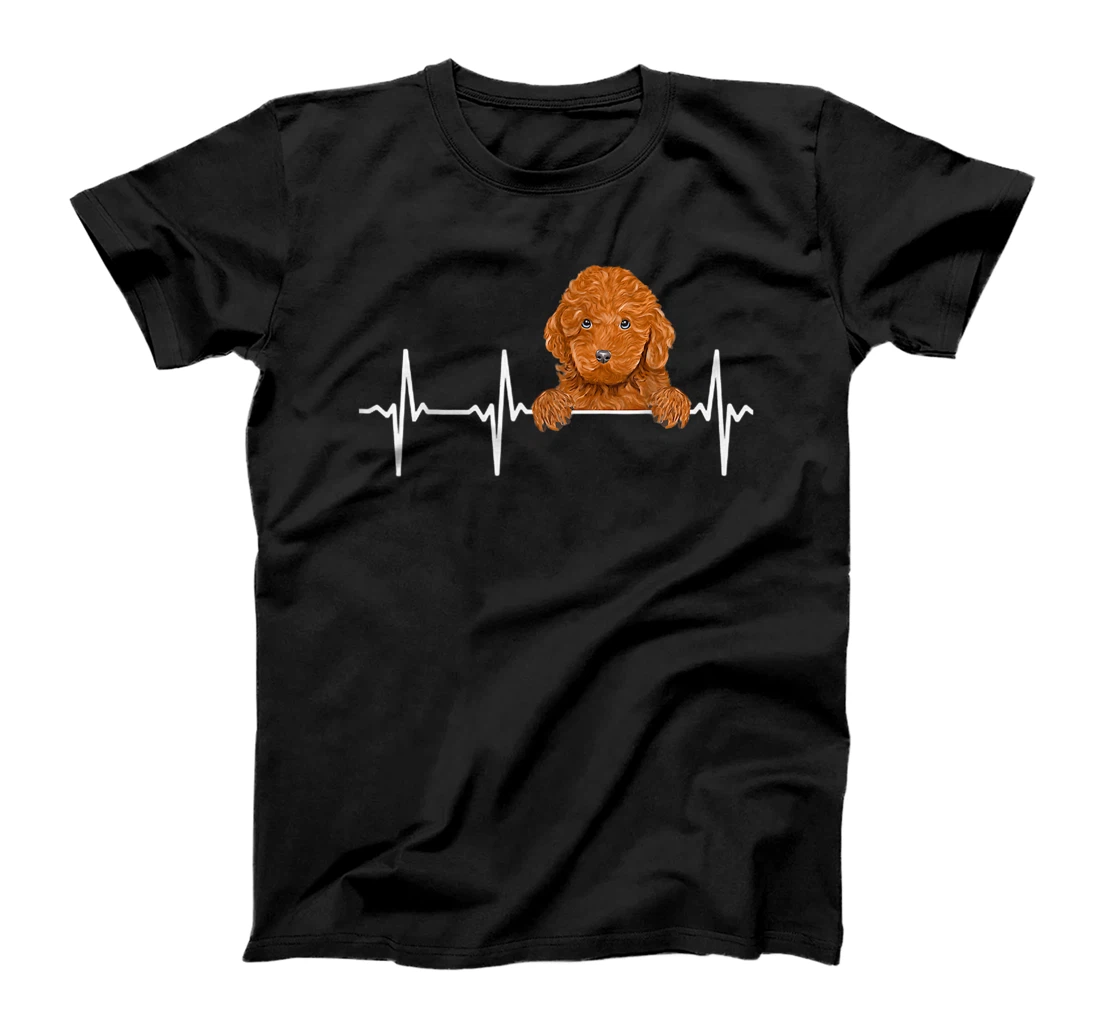 Personalized Funny Dog Heartbeat For Brown Poodle Lovers T-Shirt