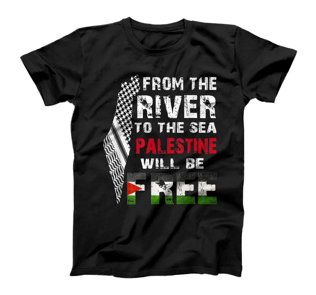 Personalized Palestine Free Palestine Free Gaza Palestine Flag Arabic T-Shirt