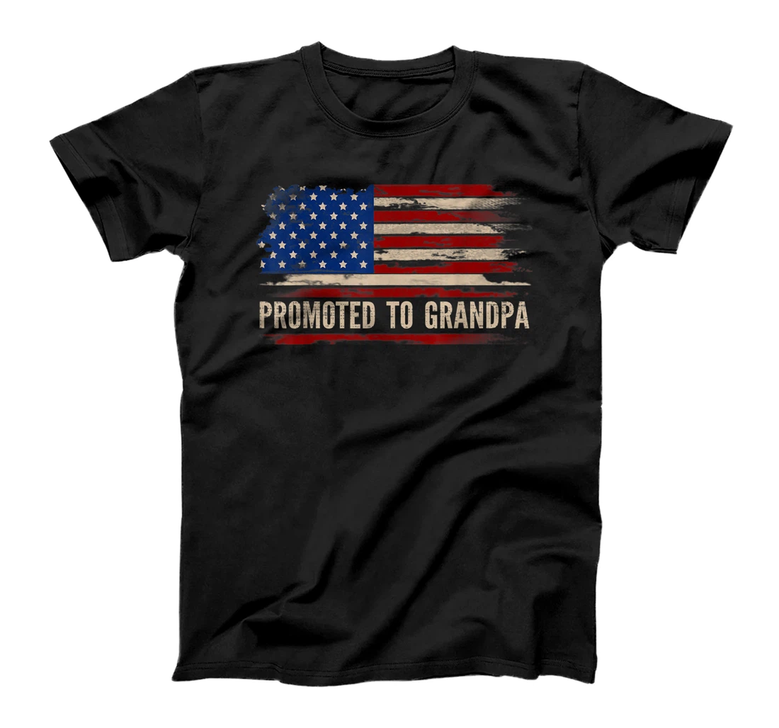 Personalized Promoted To Grandpa American Flag Father's Day Gift T-Shirt