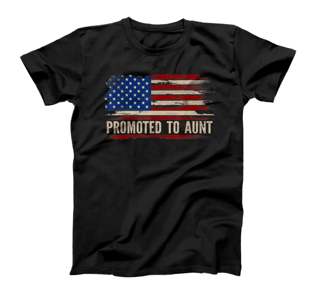 Personalized Promoted To Aunt American Flag Father's Day Gift T-Shirt