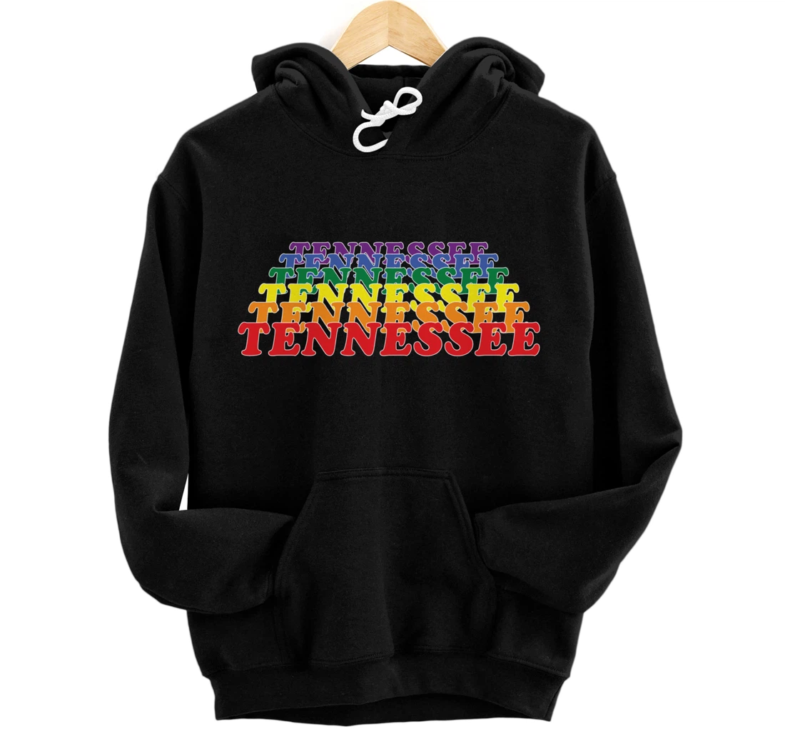 Tennessee State Gay Pride Rainbow Word Design Pullover Hoodie