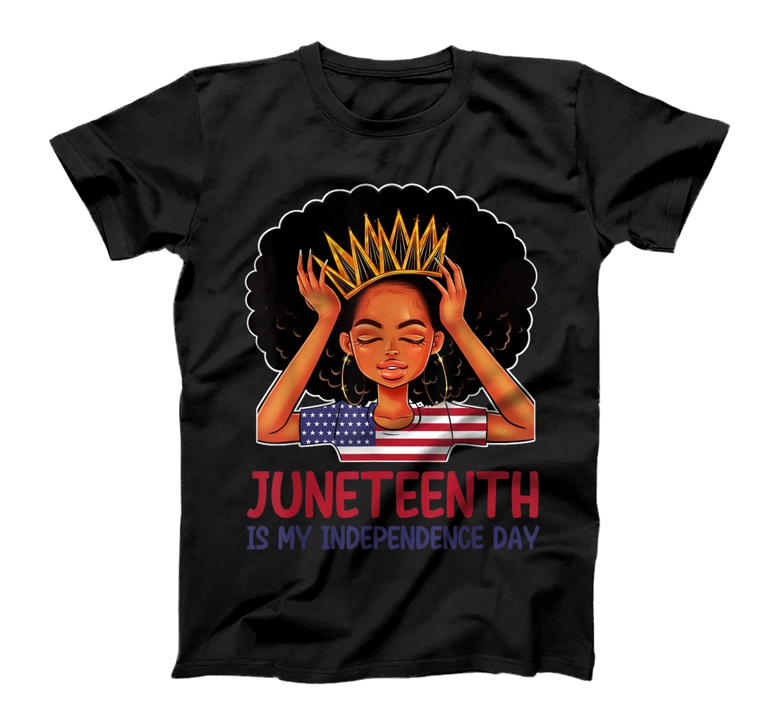 Personalized Juneteenth is My Independence Day 4th July Black Afro Flag T-Shirt