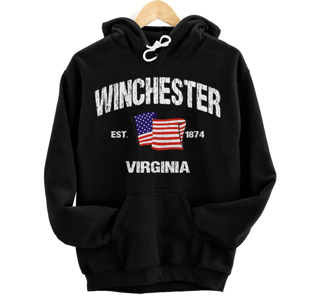 Personalized Winchester Virginia VA USA Stars & Stripes Vintage Style Pullover Hoodie