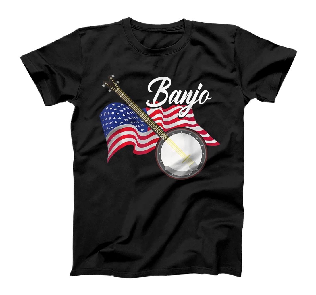 Banjo Player US Flag American Country Folk Music Stringband T-Shirt