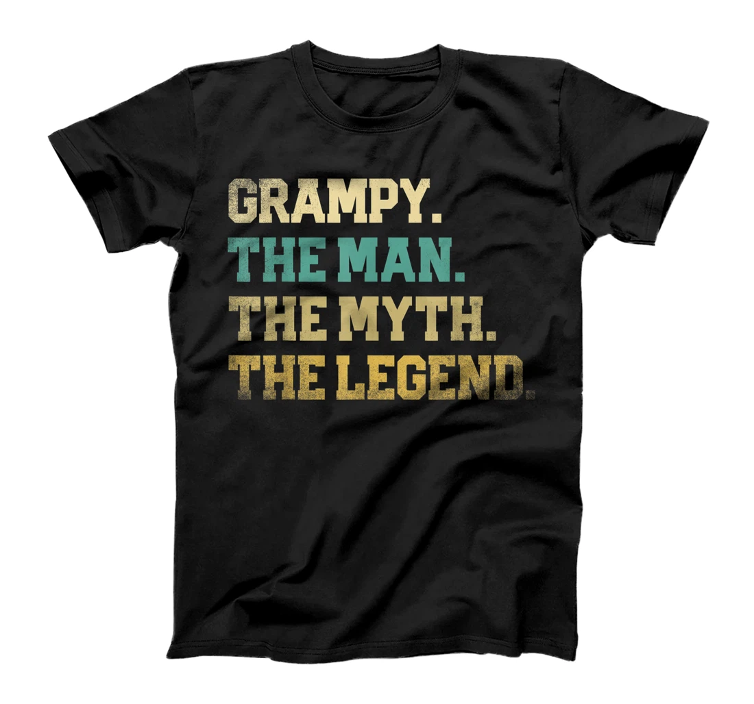 Mens Grampy The Man Myth Legend Father's Day Grandpa Retro Funny T-Shirt