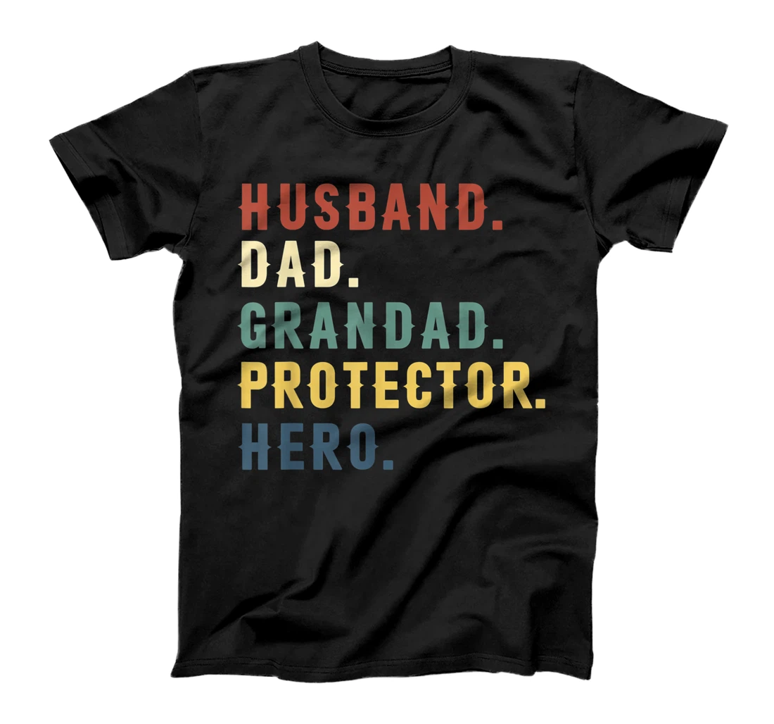 Husband Dad Grandad Protector-Hero Mens Father's Day Tee T-Shirt