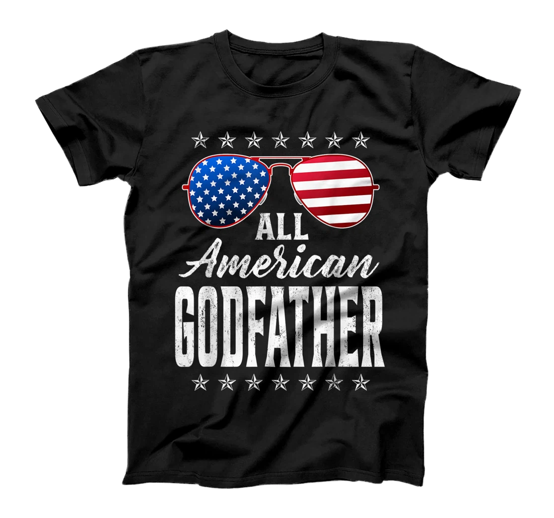 Mens All American Godfather 4Th Of July Tshirt Fathers Day T-Shirt