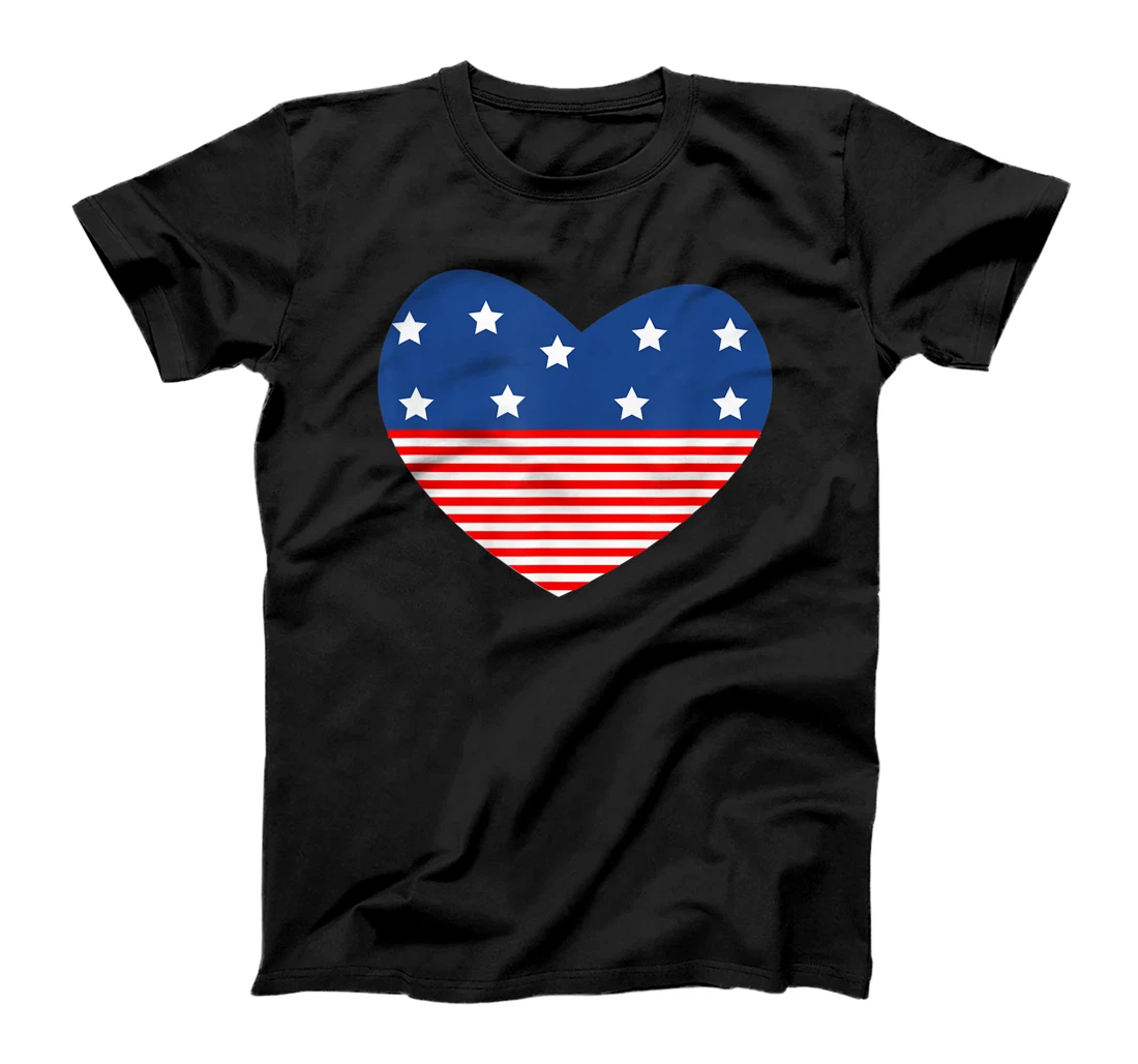USA Flag Heart Happy 4th Of July Independence Day T-Shirt