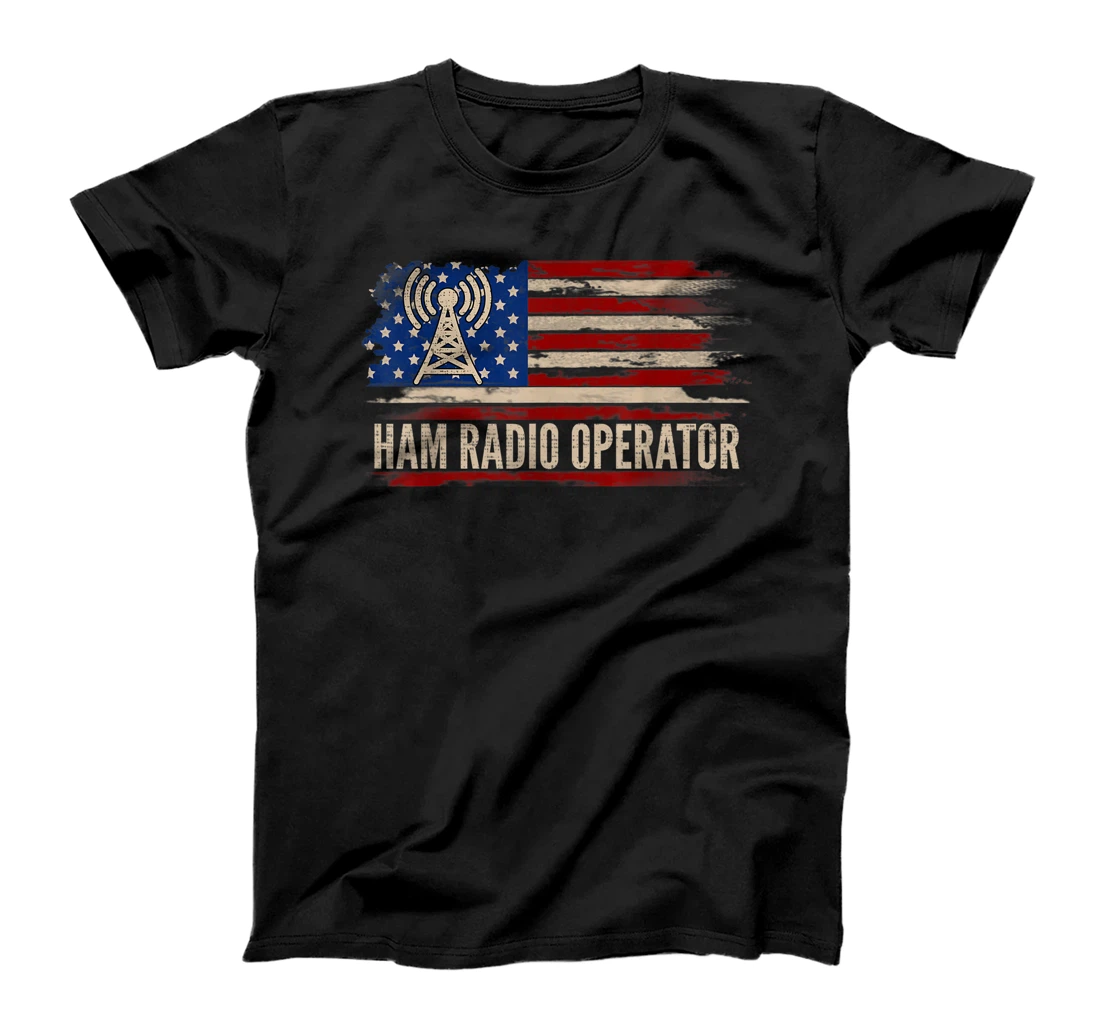 Vintage Ham Radio Operator American Flag Funny Gift T-Shirt