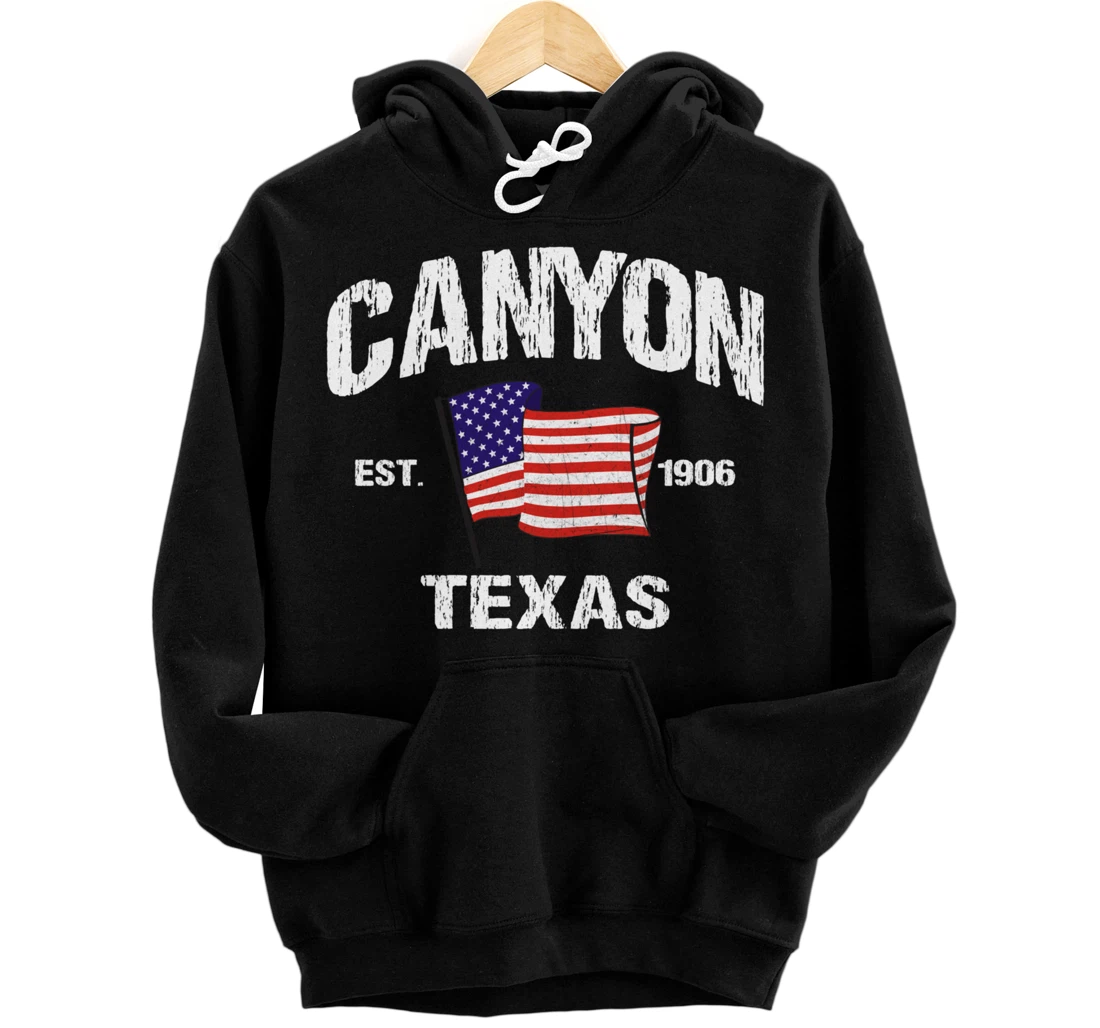 Canyon Texas TX USA Stars & Stripes Vintage Style Pullover Hoodie