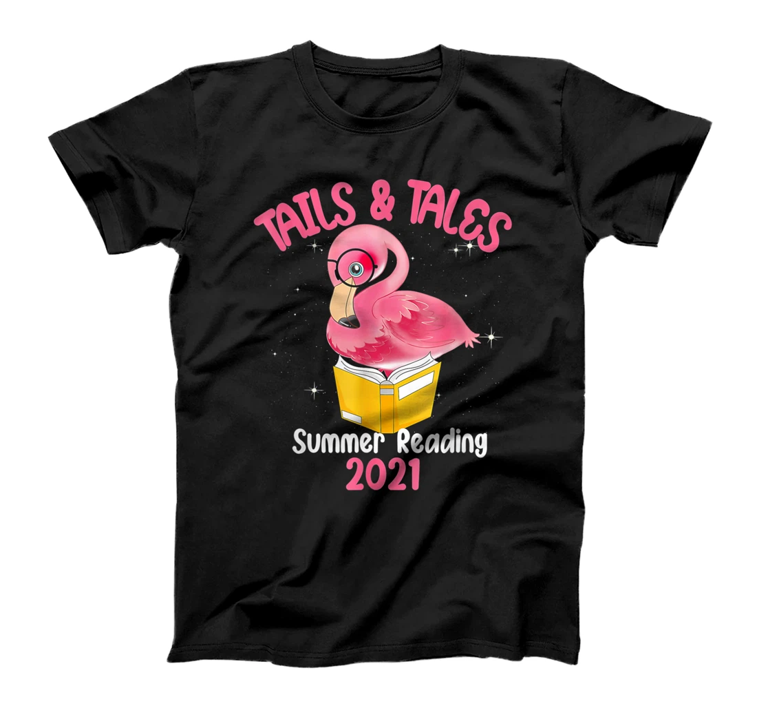 Personalized Tails And Tales Summer Reading 2021 Flamingo Book Lovers T-Shirt