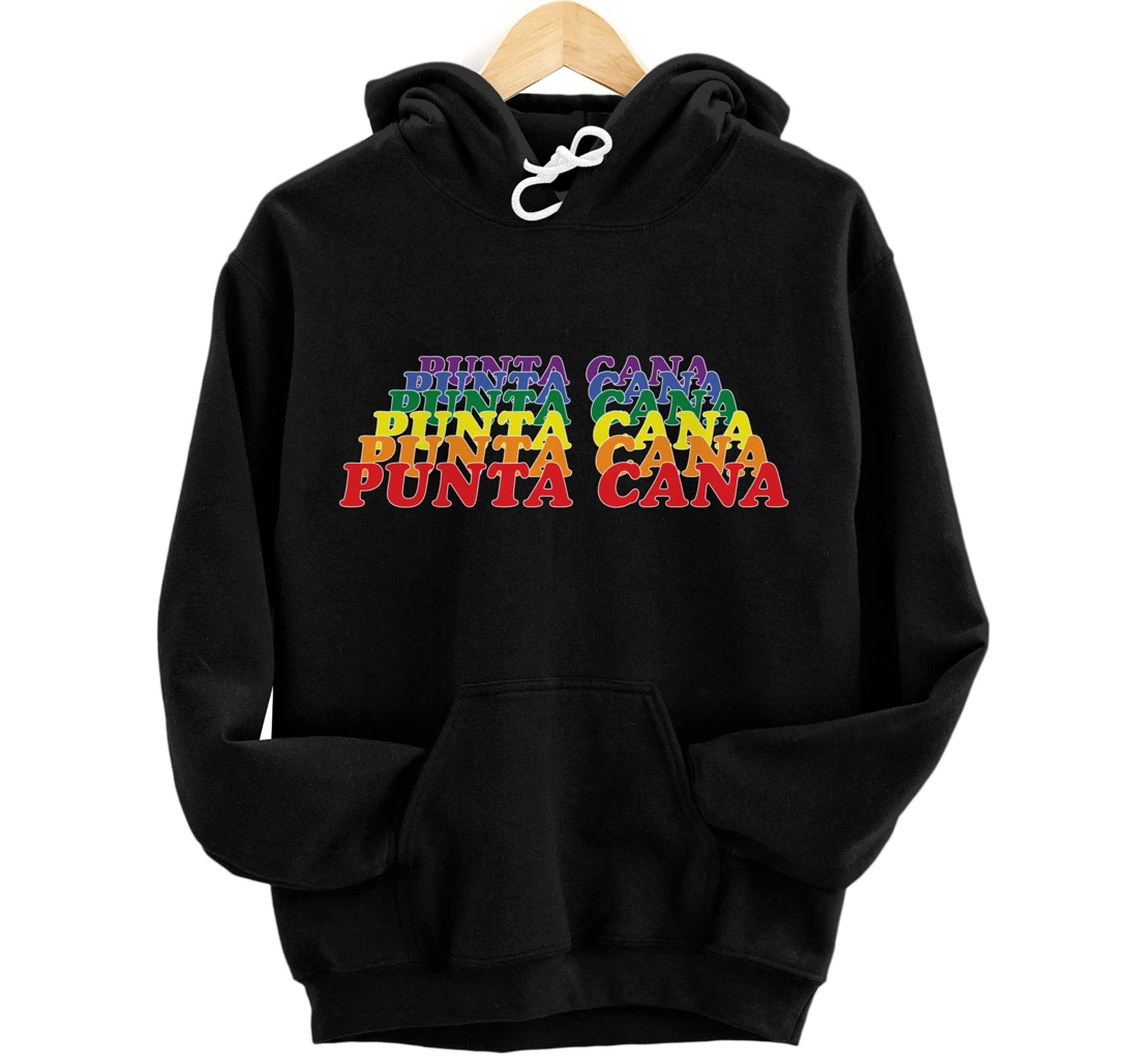 Punta Cana City Gay Pride Rainbow Word Design Pullover Hoodie