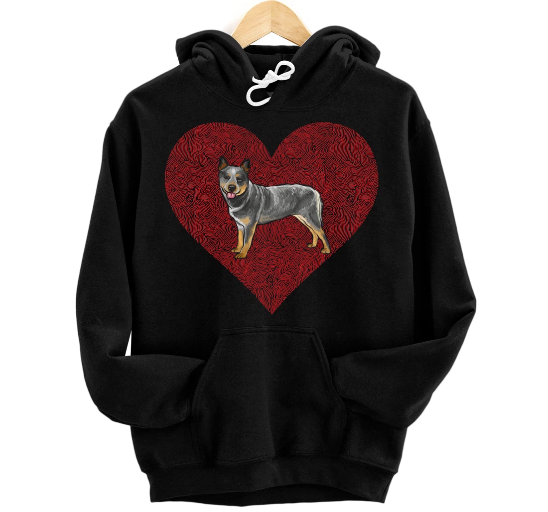 Personalized Australian Cattle Dog Valentines Day Dog Love Fingerprint Pullover Hoodie