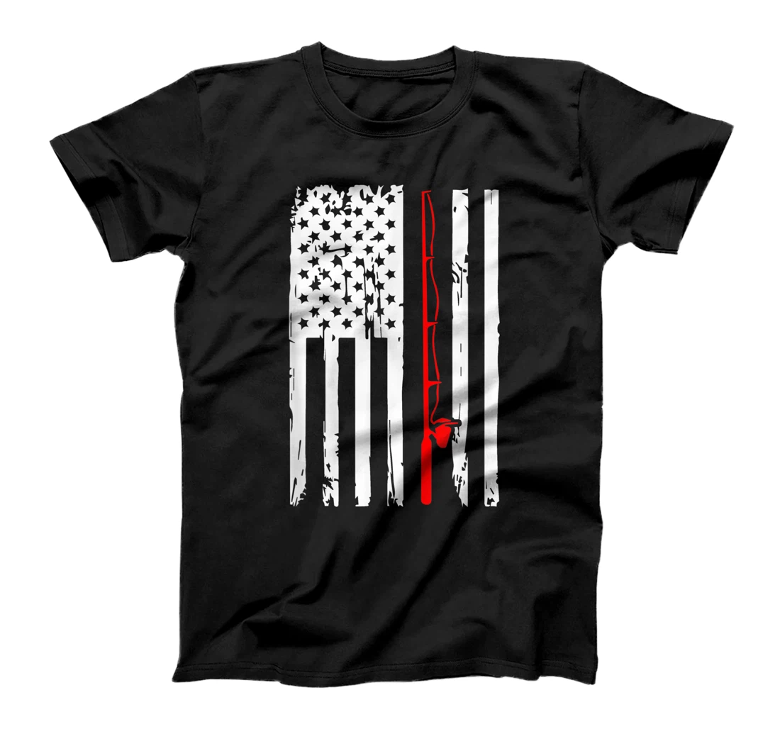 Funny American Flag Fishing Father's Day Mens T-Shirt