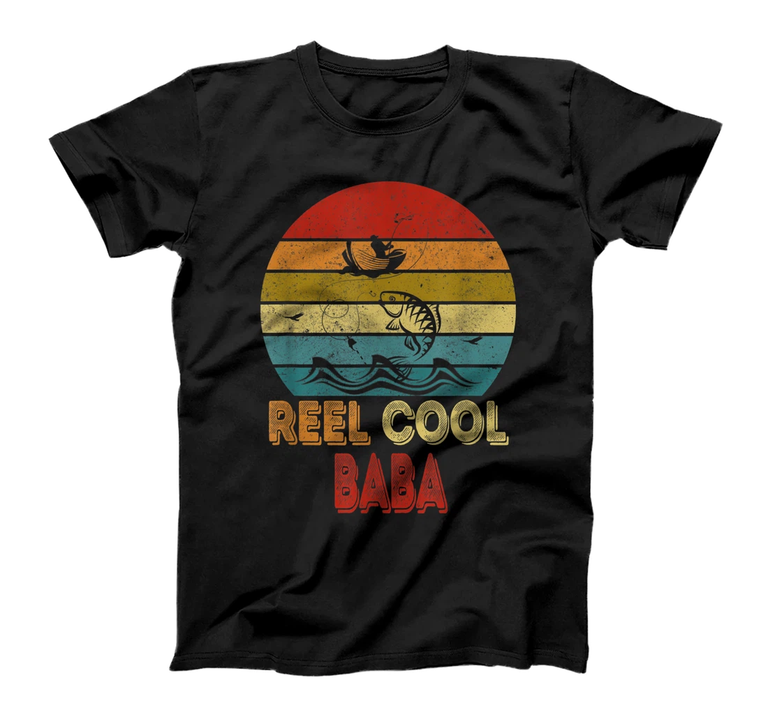 Personalized Vintage Reel Cool Baba Loves Fishing Father's Day T-Shirt